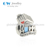 Enamel Sweet Home Antique Finishing Tibetan Silver Beads For Making Silver Bracelet