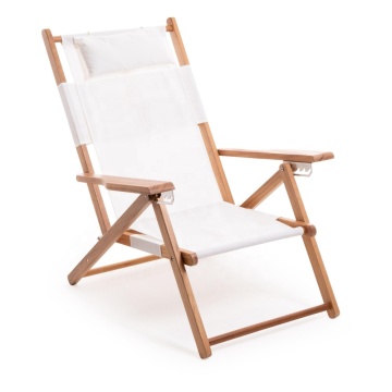 Height Adjustable Folded Wooden Canvas Beach Reclining Chair