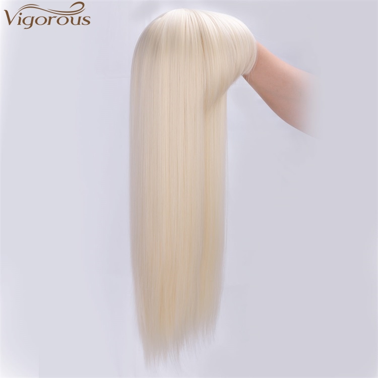 Vigorous High Temperature Long Straight with Bangs 613 Blonde Synthetic Hair Wigs for Women Daily Use Wholesale Price