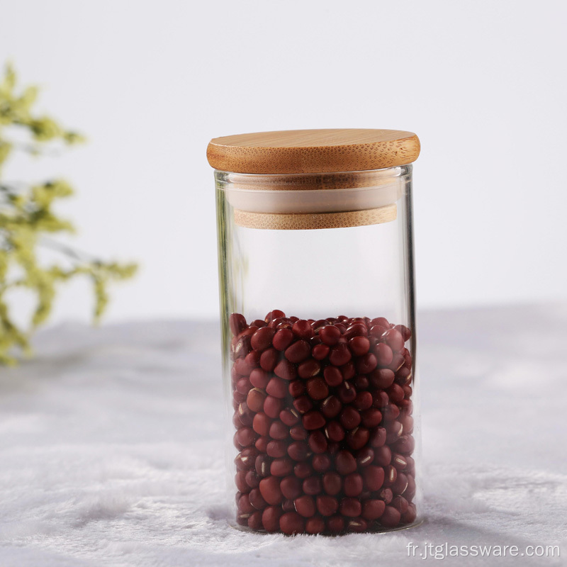 Mini bocal en verre de rangement pour cuisine avec couvercles