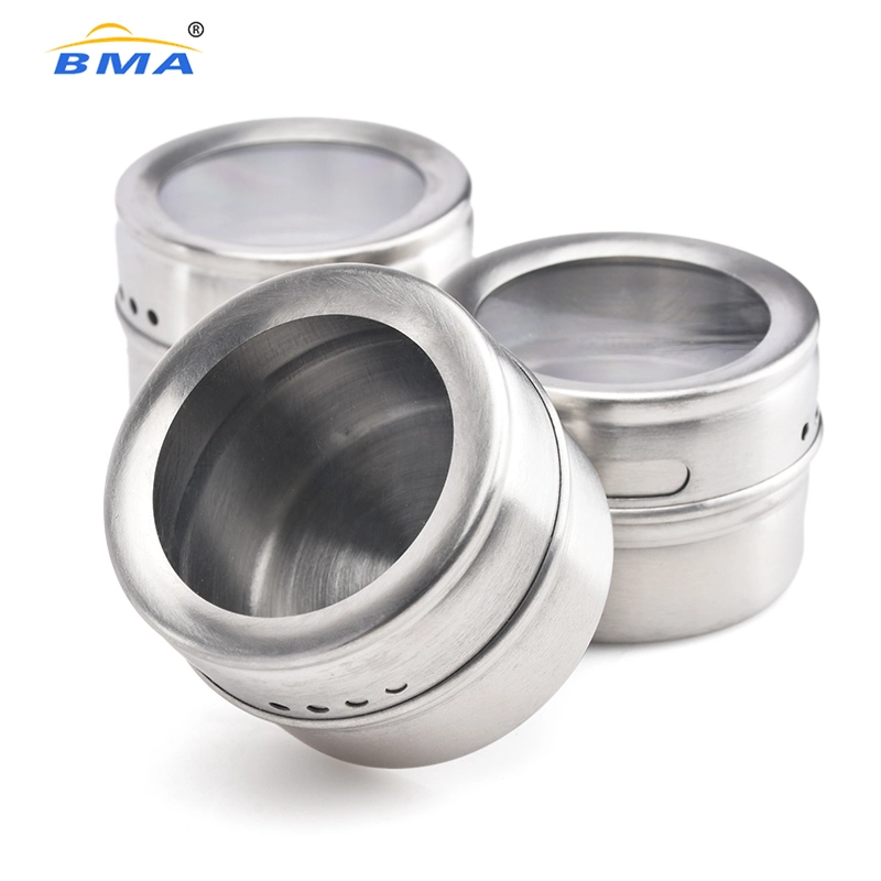 Factory Supply Metal Jar Stainless Steel Spice Tin Clear Lid