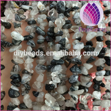 Natural black cystal quartz chip strands beads semi precious chips stone beads for bracelet jewelry