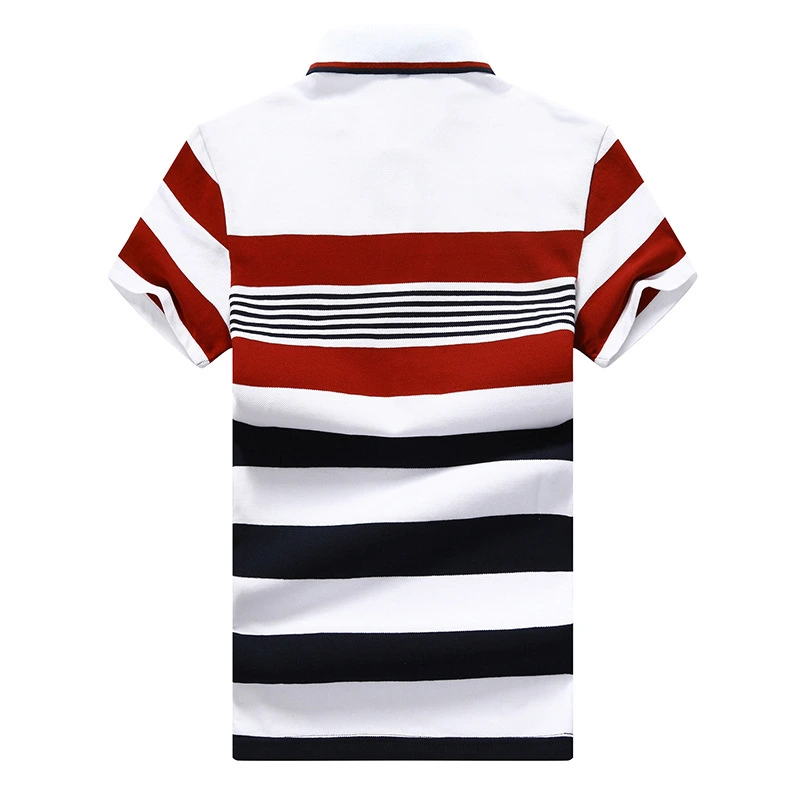 Customized Logo Mens Casual Striped Polo Shirt Cotton Polo T Shirts for Men