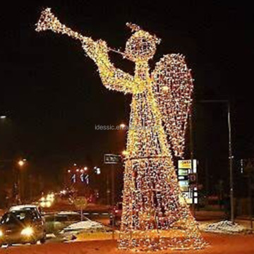 3D Illuminated LED Christmas Angel Sculpture for Commercial Displays