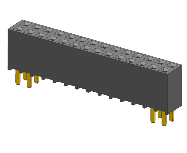 Conector recto hembra de fila doble de 2,54 mm