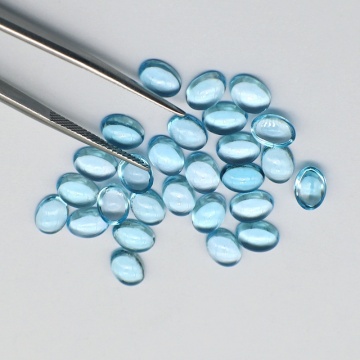 Natural Swiss Blue Topaz Oval Shape Cabochons