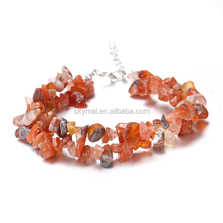 Double Layered Seven Chakra Stone Stacking Stretch Crystal Gravel Agate Stone  Stretch Bracelet