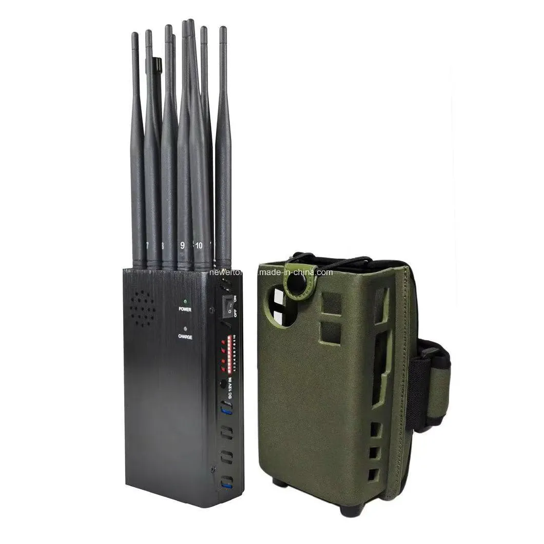 High Power Portable 10 Antennas Jammer Jamming for 2g 3G 4G 5g WiFi GPS Remote Control 315/433/868MHz Lojack VHF UHF Signals