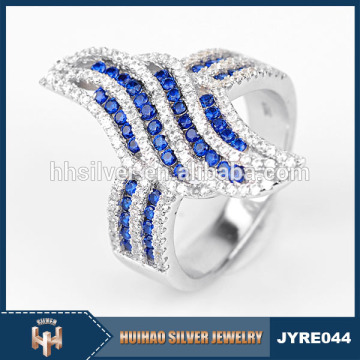 factory direct sale wholesale 925 silver blue sapphire square stone ring