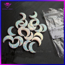 Loose Jewelry Fire White Opal Gems Half Moon Synthetic Opal