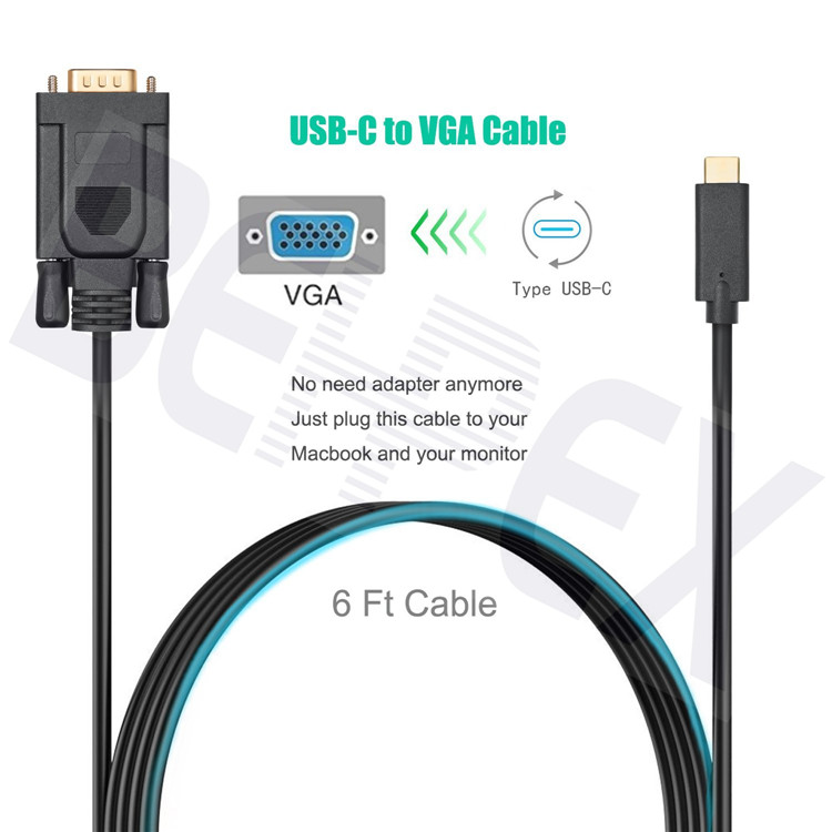 Factory Direct Thunderbolt 3 USB 3.1 Type C To VGA Cable for iMac