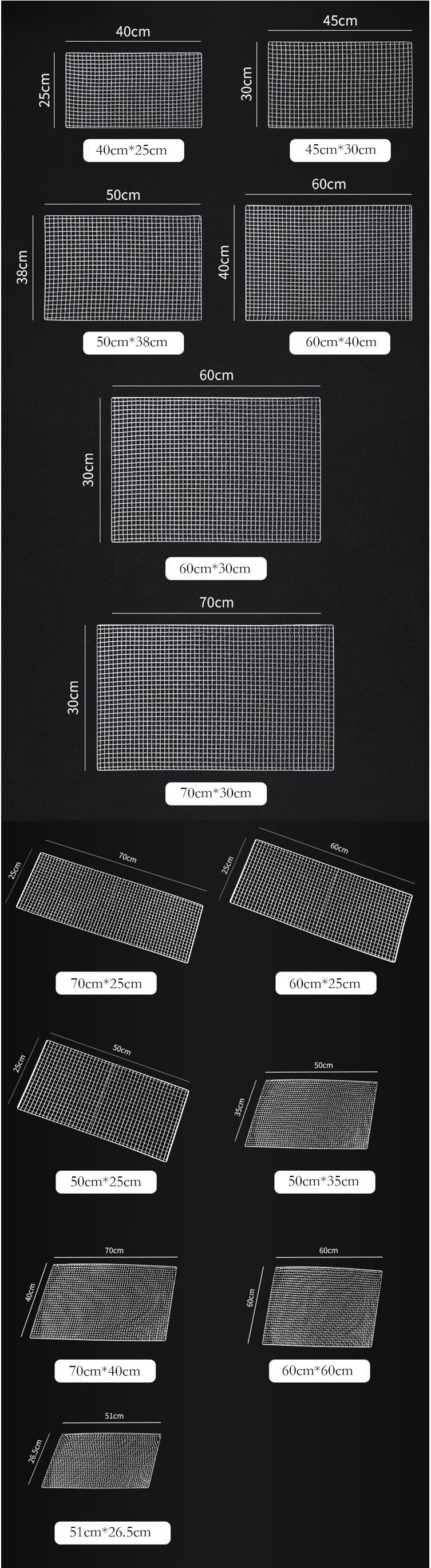 مربع شواء الشواء الشواء Mesh Mat Titanium Grill Wire Mesh Outdoor Camping Pot Rack Corean Barbecue Non-لا لا تقل