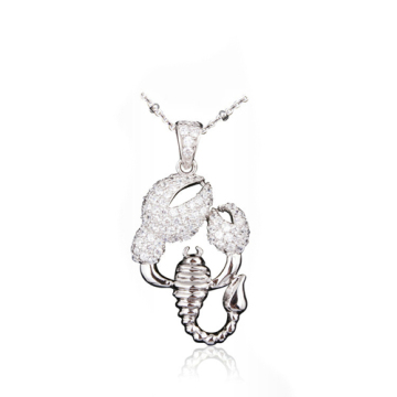 1129-F CZ diamond scorpion pendant necklace