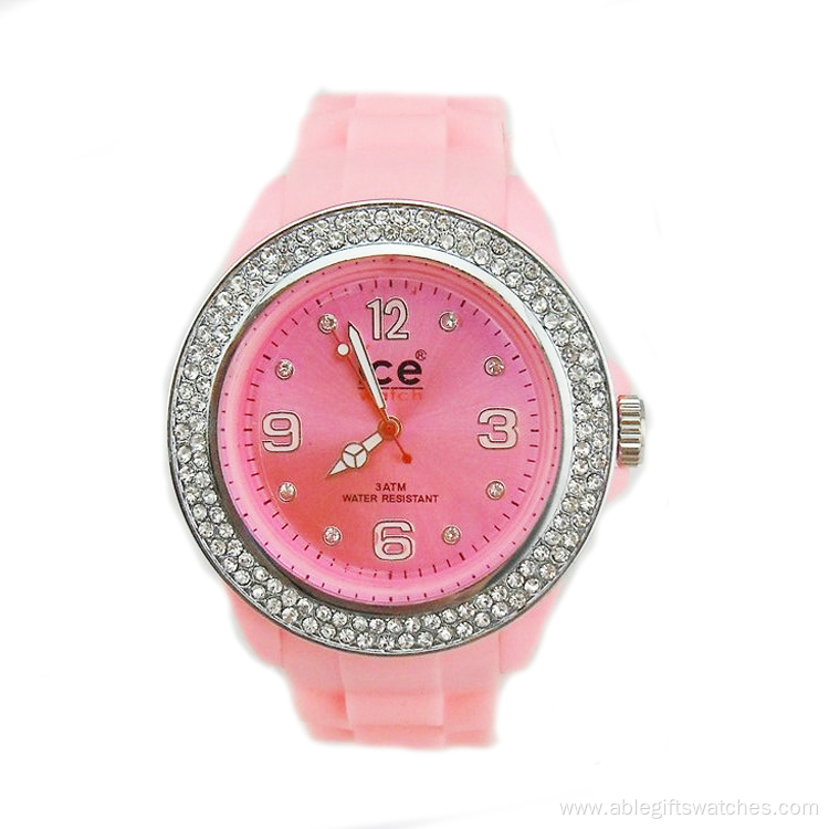 diamante student silicone quartz watch