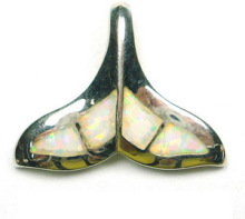 Opal whale tail pendant