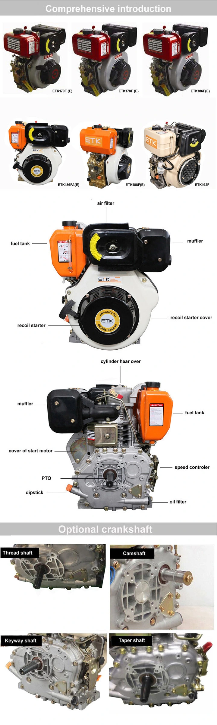 12HP 4-Stroke Power Diesel Engine