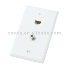 Single gang TV wallplate with rj45 cat5e wall jack
