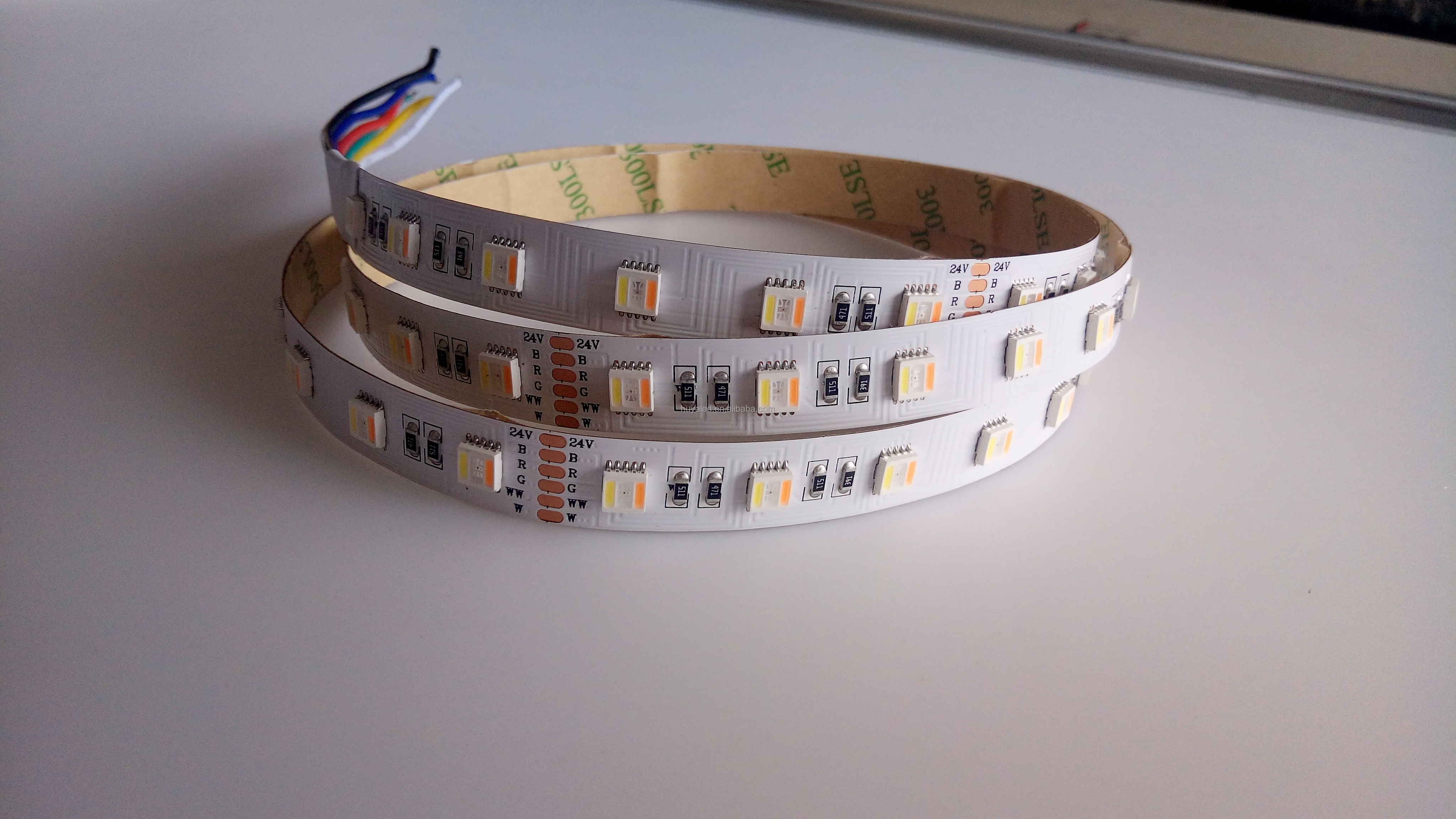 factory directly sell  SMD 5050  RGB + W   72 leds/m DC24V  one or two row 5 colors   led light strip