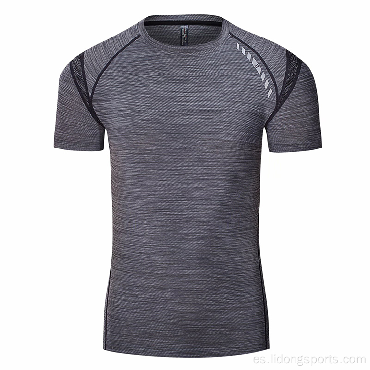 Fitness Men&#39;s Gym Sports corriendo camisa de secado rápido