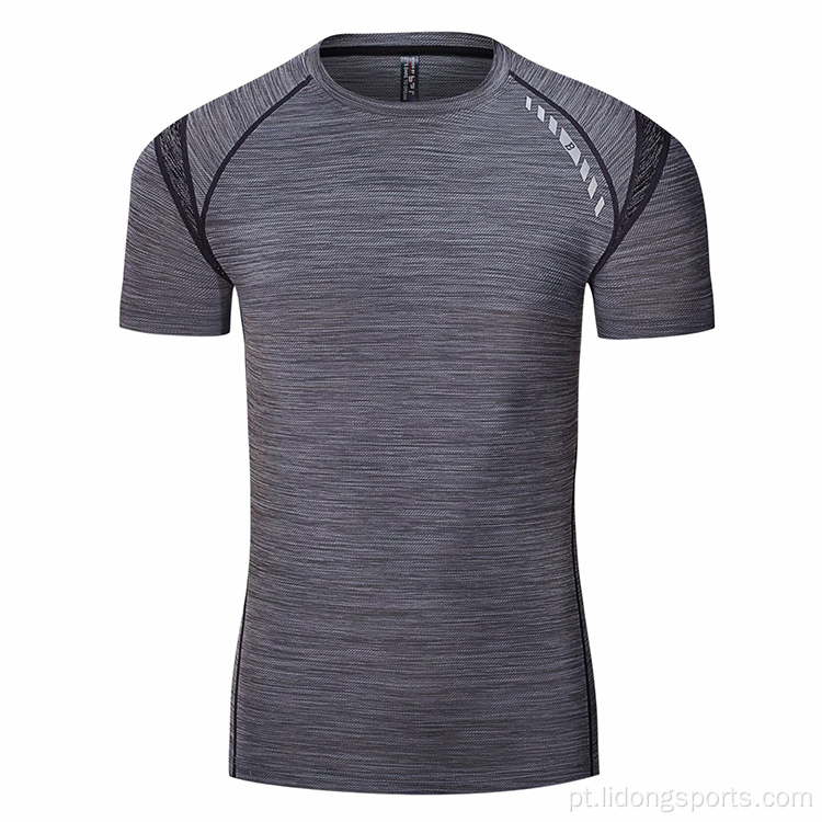 Fitness Men&#39;s Gym Sports Excorrer camisa de secagem rápida