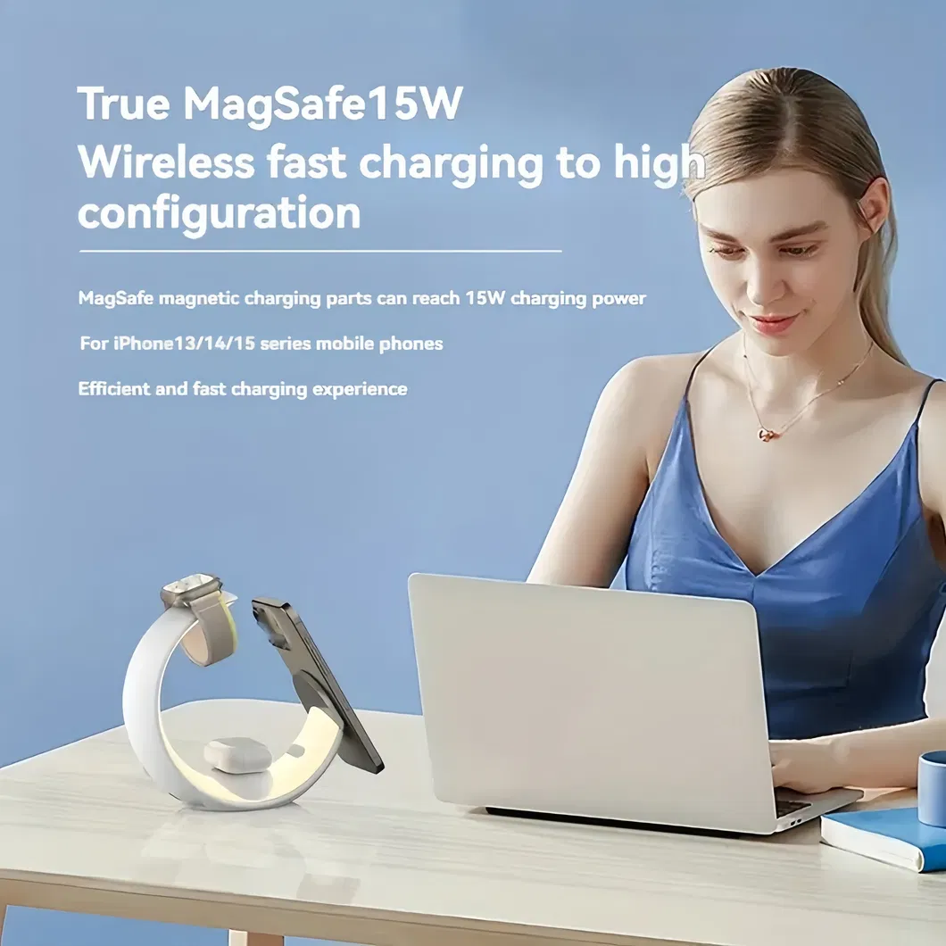 Small Moon Light New Magnetic Four-in-One Wireless Charger Small Night Light 15W Wireless Charging Atmosphere Light Wake up Light