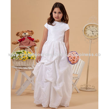 Flower Girl's Dress, Adorable, Short Sleeve, Ruffle