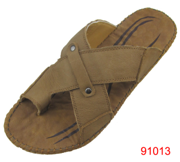 latest casual men leather slippers