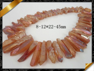 Titanium Coated Crystal Quartz Points Beads (GB028)