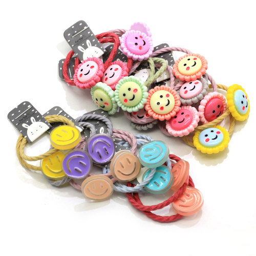 New Products Cute Hair Colorful Elastics Ponytail Holder Kawaii Smile Face Headband Hair Tie Band For Baby Toddler Girls