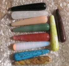 assorted polished healing crystal gemstone massage wands