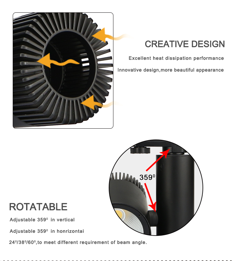 KCD magnetic ceiling spot10w 20w 40w 50w 30w COB LED track light fixture