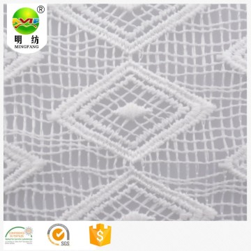 Eco friendly 100% polyester white lace fabric
