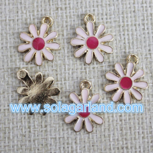 European Style Beautiful Charming Oil Driping Flower Metal Pendants 14MM