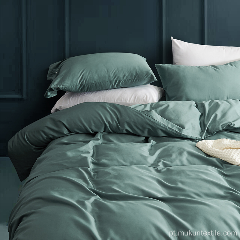Conjunto de cama de quatro peças de cor pura de algodão de qualidade superior