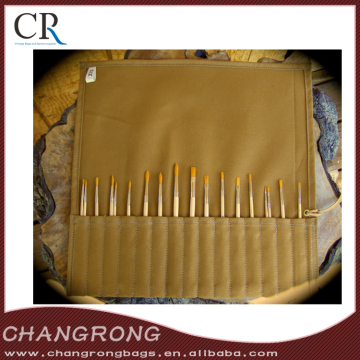 Custom Tan Canvas Paintbrush Roll for Artists wholesale