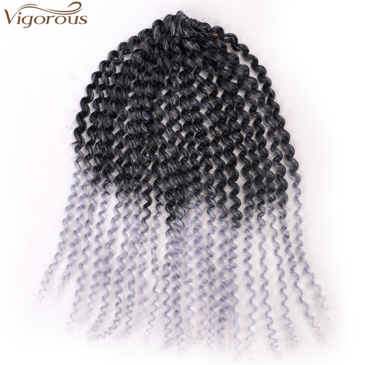 Vigorous 8 inches Marley Braids Ombre Gray Crochet Braid Synthetic Kinky Braiding Hair Extensions for Women Wholesale Price