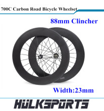 Wholesale 88mm clincher Road Wheels Carbon Wheelset Full Carbon Bicycle Wheelset 25mm Width of Carbon Bicycle Wheels