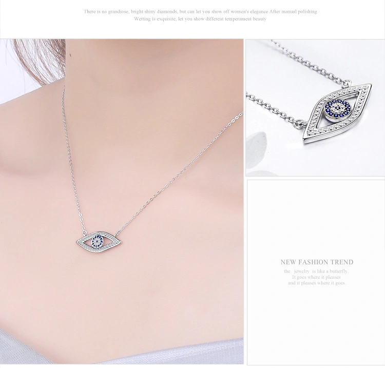 925 Sterling Silver Jewelry Lucky Blue Eyes Punk Pendant Necklaces