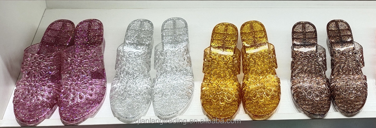 37-41 yards ladies summer flat platform shoes Girl lady jelly slide slides sandals for women Zapatillas de cristal mujer