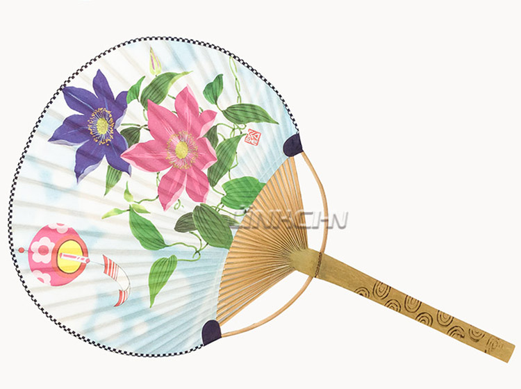 manual paper paddle round hand fan for decoration