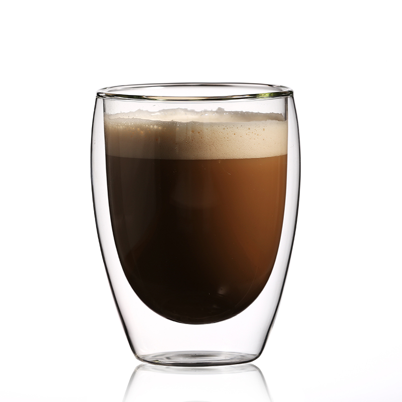 Wholesale Elegant coffee cup 350ml High Borosilicate Double Wall Glass Cup