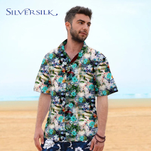Personalized Funny Mens Green Floral Printed Shirt Man