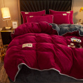 Velvet Duvet Cover Bedsheet King Size Bộ đồ giường màu xám