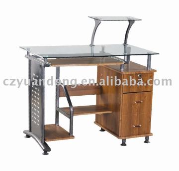 tempered glass desktop wood cabinet Computer table