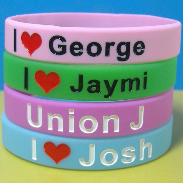 Custom High Quality Promotional New Design Debossed Ink Filled Silicone Rubber Bracelets