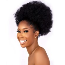 Synthetic Kinky Curly Afro Ponytail Hair Extension Wig with Drawstring Puff