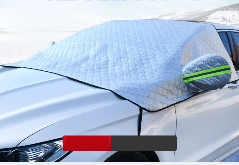 Outdoor Windproof Magnetic Half Car Cover Sunshade Protector Car Windshield Snow Ice Cover with Rear Mirror Covers Bag