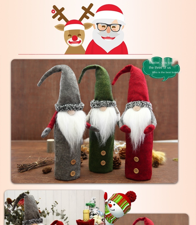 New Christmas Decoration Creative Rudolf Wine Gift Box Christmas Wine Bottle Bag Champagne Bottle Set Decoration Supplies