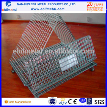 Folding wire container storage cage ,Metal cage storage container,wire mesh container.equipment metal storage cage