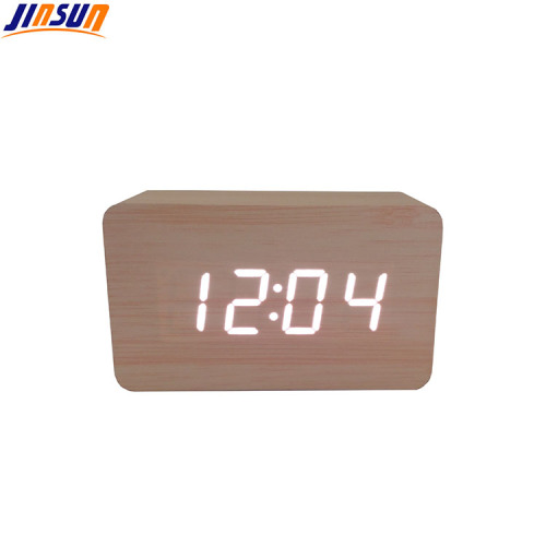 Square Home Table Led Horloge En Bois